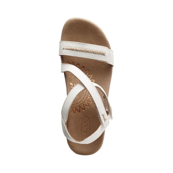 Aetrex Women's Gabby Adjustable Quarter Strap Sandals White Sandals UK 8836-251